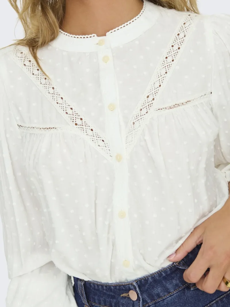 JDY Blusen*JADE LIFE L/S DOBBY LACE SHIRT WVN Cloud Dancer