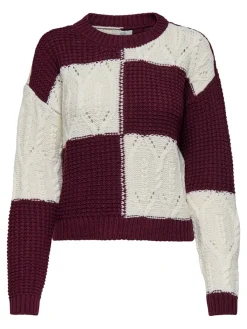 JDY Pullover & Sweatshirts*JUSTY L/S MIX STRUC PULLOVER KNT NOOS cabernet