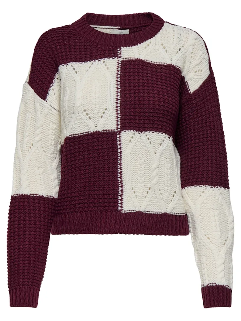 JDY Pullover & Sweatshirts*JUSTY L/S MIX STRUC PULLOVER KNT NOOS cabernet