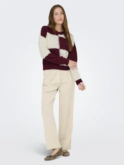 JDY Pullover & Sweatshirts*JUSTY L/S MIX STRUC PULLOVER KNT NOOS cabernet