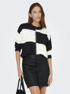 JDY Pullover & Sweatshirts*JUSTY L/S MIX STRUC PULLOVER KNT NOOS Black