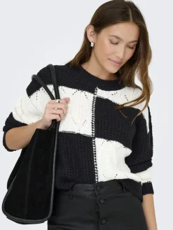 JDY Pullover & Sweatshirts*JUSTY L/S MIX STRUC PULLOVER KNT NOOS Black