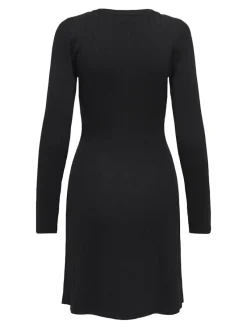 JDY Kleider*KATE L/S O-NECK DRESS KNT Black