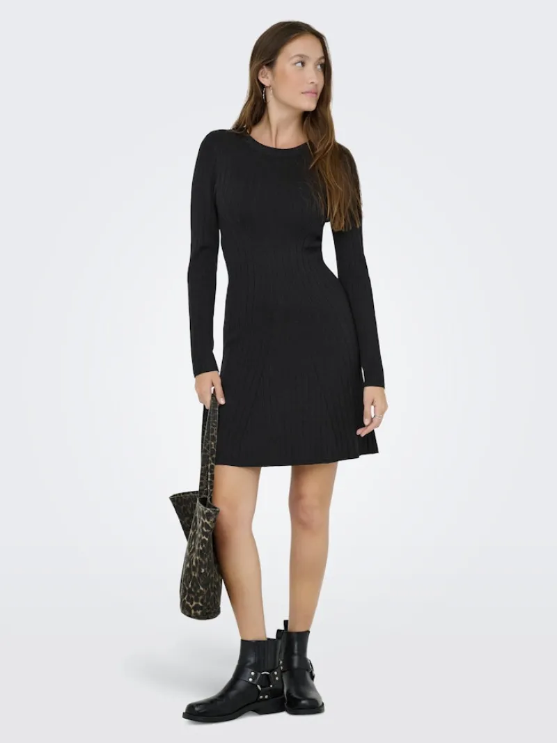 JDY Kleider*KATE L/S O-NECK DRESS KNT Black