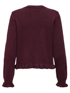 JDY Pullover & Sweatshirts*LETTY L/S ON FRILL CARDIGAN KNT NOOS maroon banner