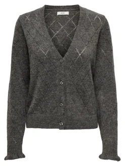 JDY Pullover & Sweatshirts*LETTY L/S V-NECK STRUC CARDI KNT NOOS Dark Grey Melange