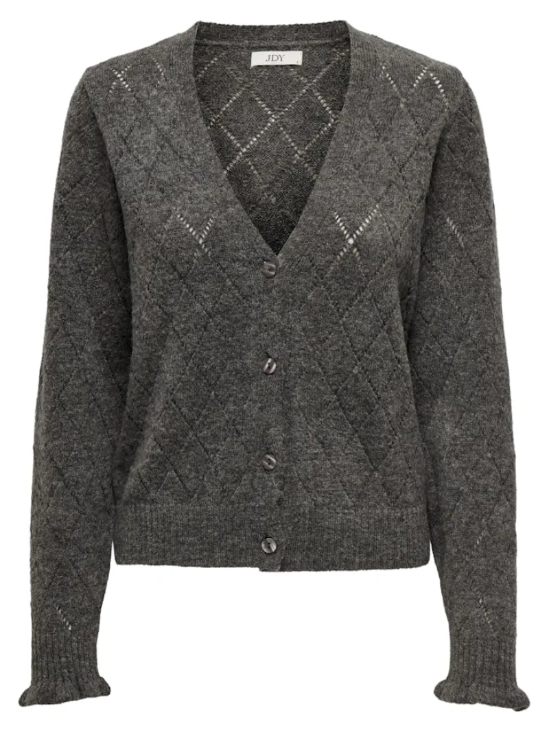 JDY Pullover & Sweatshirts*LETTY L/S V-NECK STRUC CARDI KNT NOOS Dark Grey Melange