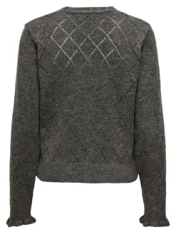 JDY Pullover & Sweatshirts*LETTY L/S V-NECK STRUC CARDI KNT NOOS Dark Grey Melange