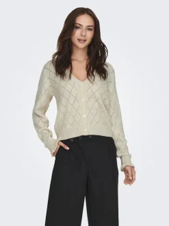 JDY Pullover & Sweatshirts*LETTY L/S V-NECK STRUC CARDI KNT NOOS Whitecap Gray