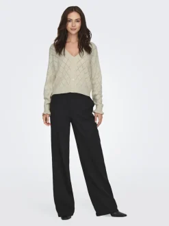 JDY Pullover & Sweatshirts*LETTY L/S V-NECK STRUC CARDI KNT NOOS Whitecap Gray