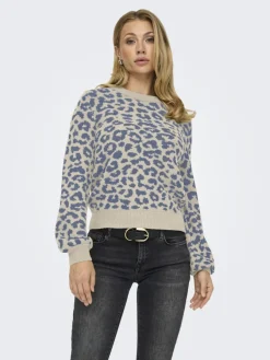 JDY Pullover & Sweatshirts*LORRAINE ANIMAL L/S PULLOVER KNT NOOS Cement