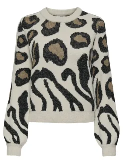 JDY Pullover & Sweatshirts*LORRAINE ANIMAL L/S PULLOVER KNT NOOS cement2