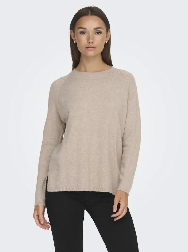 JDY Pullover & Sweatshirts*MARCO L/S O-NECK SLIT PULL KNT NOOS Beige