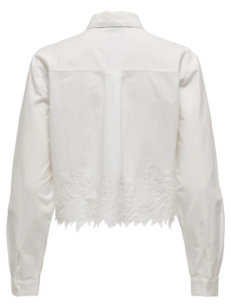 JDY Blusen*NOLA L/S SHORT SHIRT W. EMB. WVN white