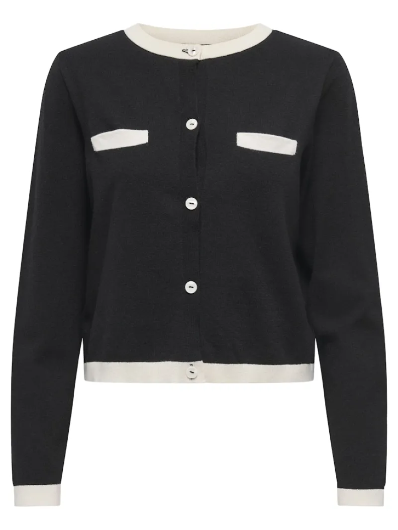 JDY Pullover & Sweatshirts*PIPER L/S SHORT CONTRAST CARDI KNT Black