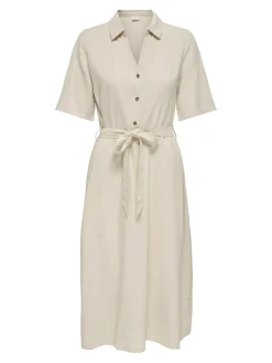 JDY Kleider*SAY 2/4 MIDI SHIRT DRESS WVN NOOS oatmeal