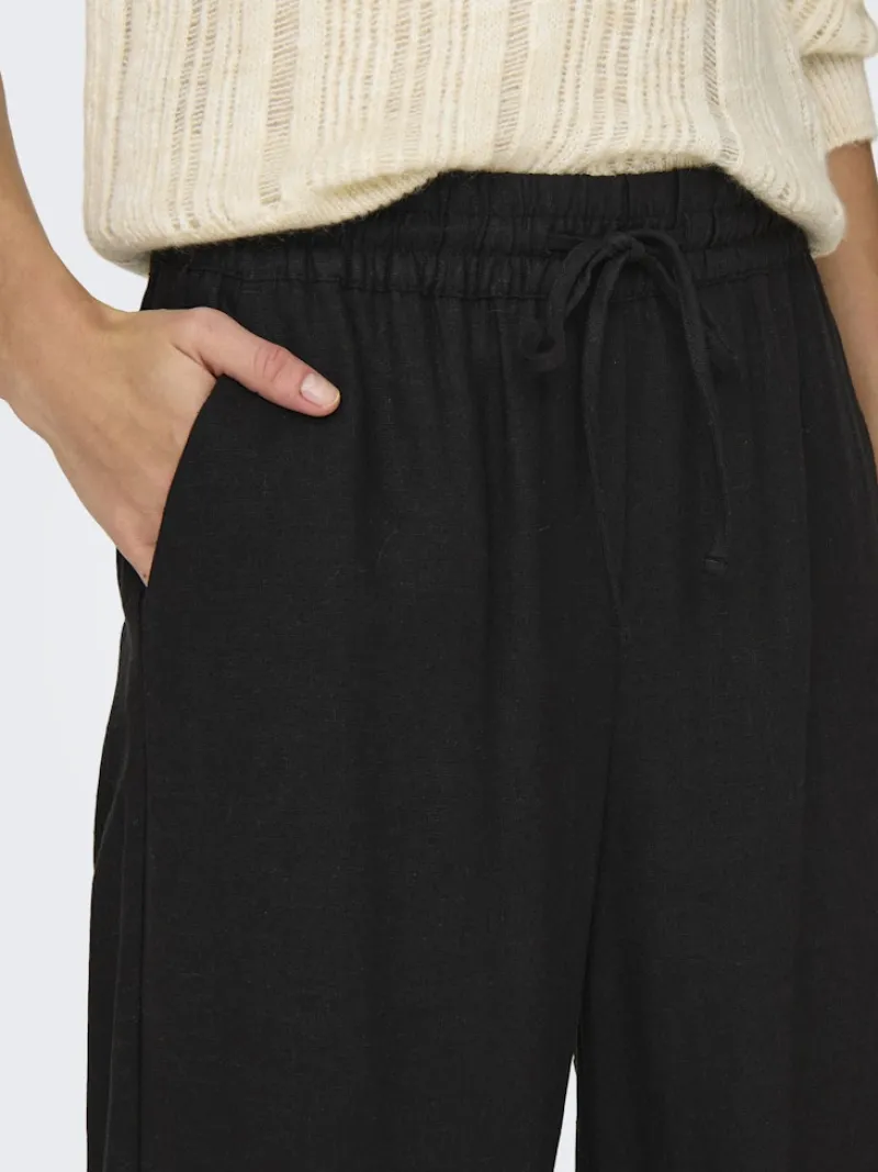 JDY Hosen*SAY HW LINEN WIDE PANT WVN NOOS Black