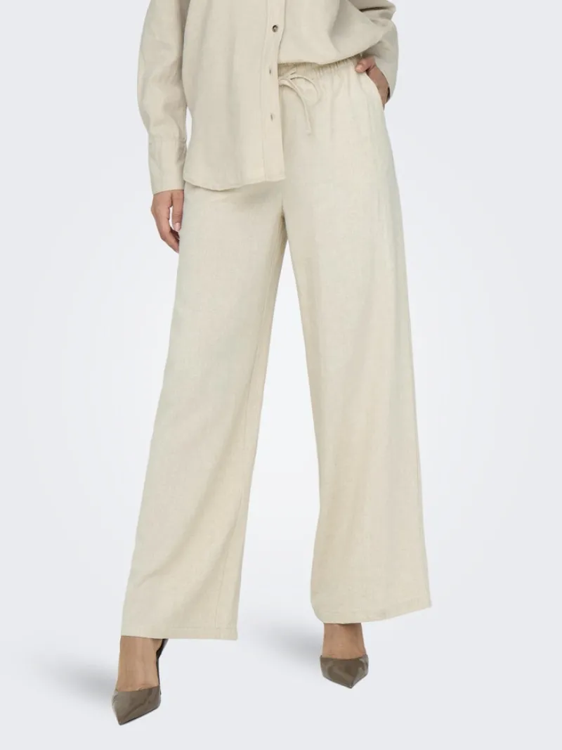 JDY Hosen*SAY HW LINEN WIDE PANT WVN NOOS oatmeal