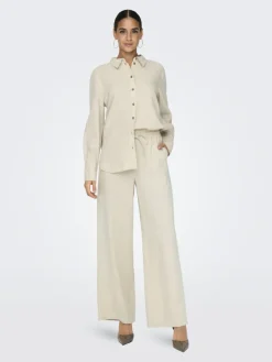 JDY Hosen*SAY HW LINEN WIDE PANT WVN NOOS oatmeal