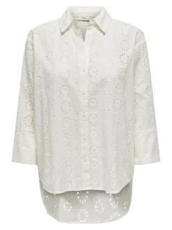 JDY Blusen*TALLIE 3/4 LONG SHIRT WVN NOOS Cloud Dancer