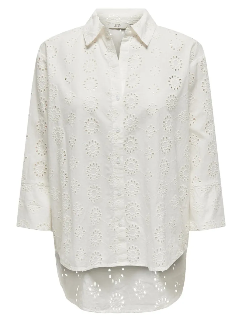 JDY Blusen*TALLIE 3/4 LONG SHIRT WVN NOOS Cloud Dancer