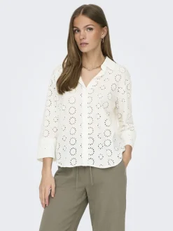 JDY Blusen*TALLIE 3/4 LONG SHIRT WVN NOOS Cloud Dancer