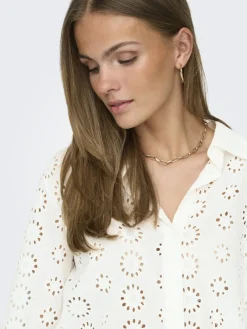 JDY Blusen*TALLIE 3/4 LONG SHIRT WVN NOOS Cloud Dancer