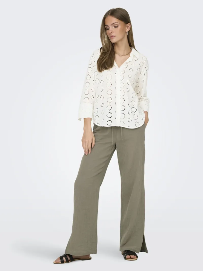 JDY Blusen*TALLIE 3/4 LONG SHIRT WVN NOOS Cloud Dancer