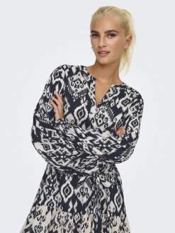 JDY Kleider*TIGER LIFE L/S DRESS WVN Phantom