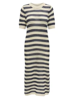 JDY Kleider*TIKKA IVY 2/4 O-NECK STRIPE DRESS KNT sandshell2