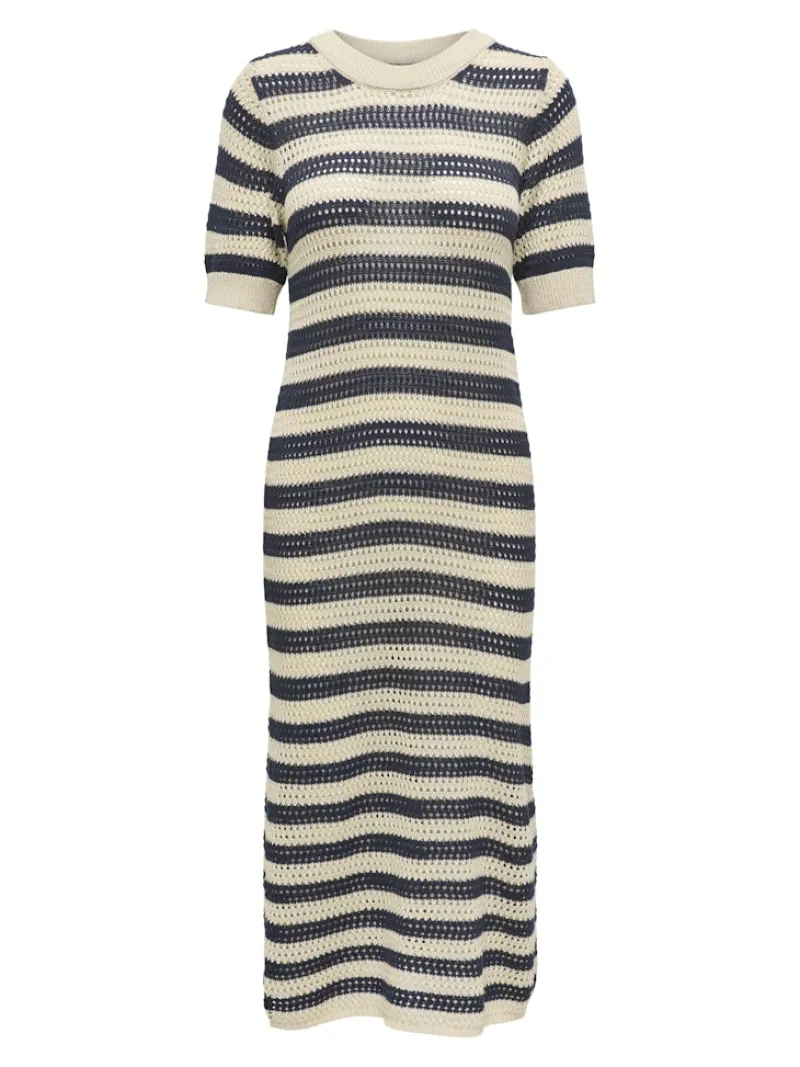 JDY Kleider*TIKKA IVY 2/4 O-NECK STRIPE DRESS KNT sandshell2
