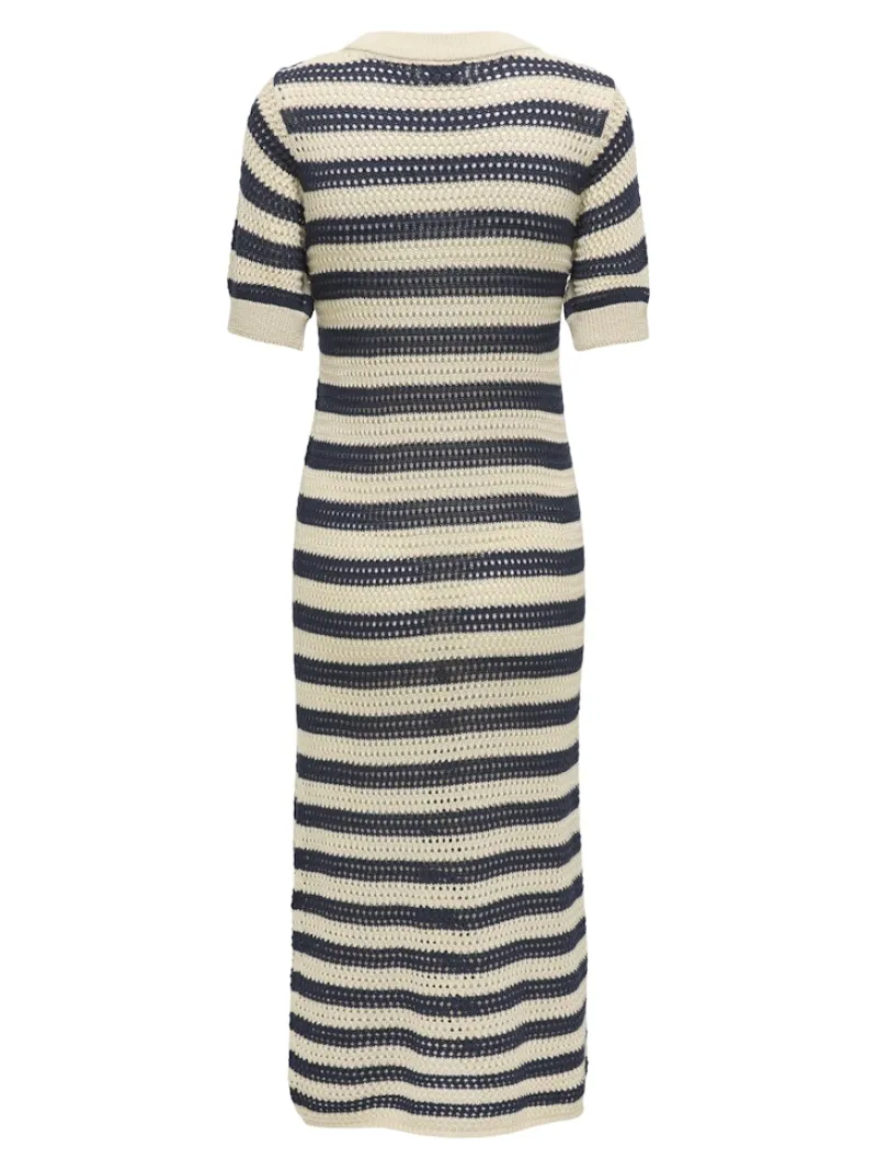 JDY Kleider*TIKKA IVY 2/4 O-NECK STRIPE DRESS KNT sandshell2