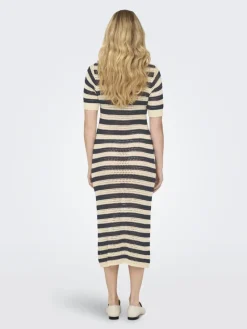 JDY Kleider*TIKKA IVY 2/4 O-NECK STRIPE DRESS KNT sandshell2
