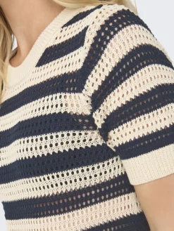 JDY Kleider*TIKKA IVY 2/4 O-NECK STRIPE DRESS KNT sandshell2