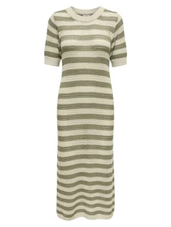 JDY Kleider*TIKKA IVY 2/4 O-NECK STRIPE DRESS KNT sandshell1