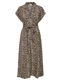 JDY Kleider*TROYA LIFE S/L MIDI DRESS WVN DIA pumice stone