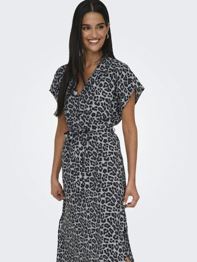 JDY Kleider*TROYA LIFE S/L MIDI DRESS WVN DIA monument