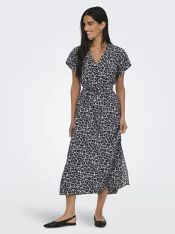 JDY Kleider*TROYA LIFE S/L MIDI DRESS WVN DIA monument