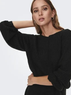 JDY Kleider*WHITNEY MEGAN L/S BOAT DRESS KNT NOOS Black