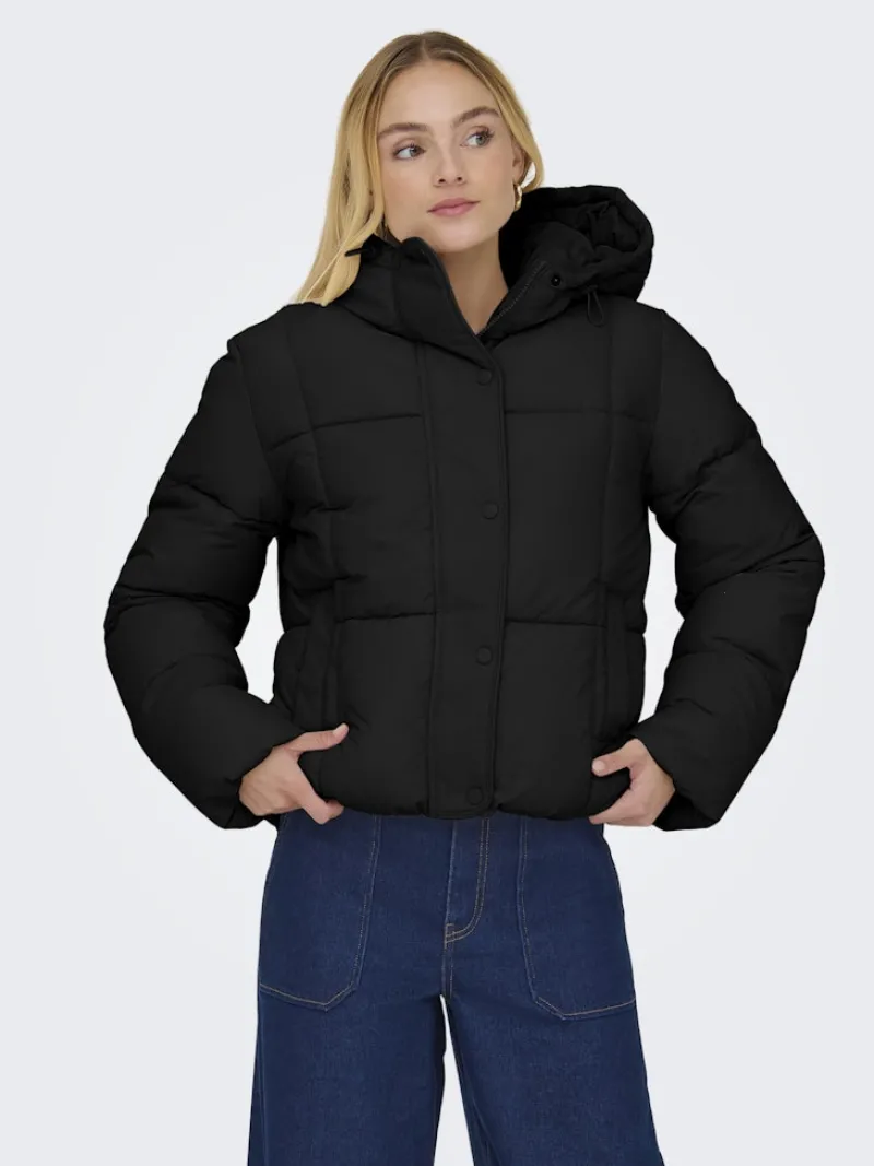 JDY Jacken*WONDER SHORT HOOD PUFFER OTW SIJ Black