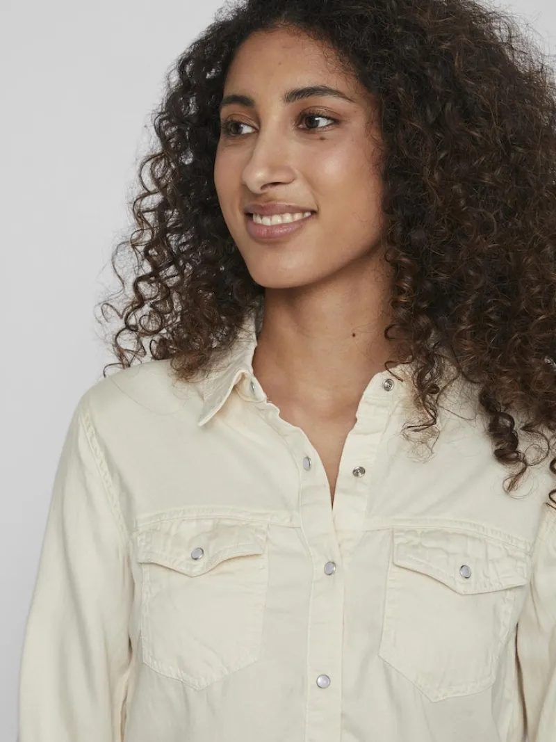 Vila Blusen*Jeansbluse birch