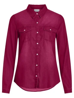 Vila Blusen*Jeansbluse cerise