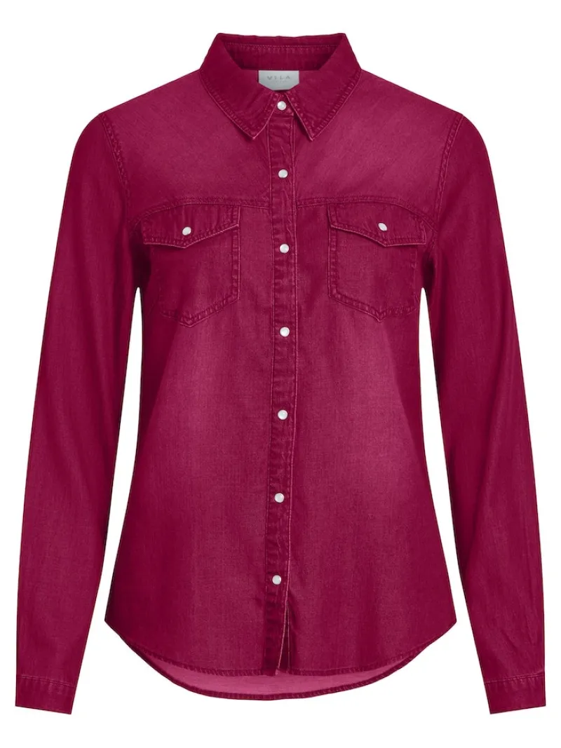 Vila Blusen*Jeansbluse cerise