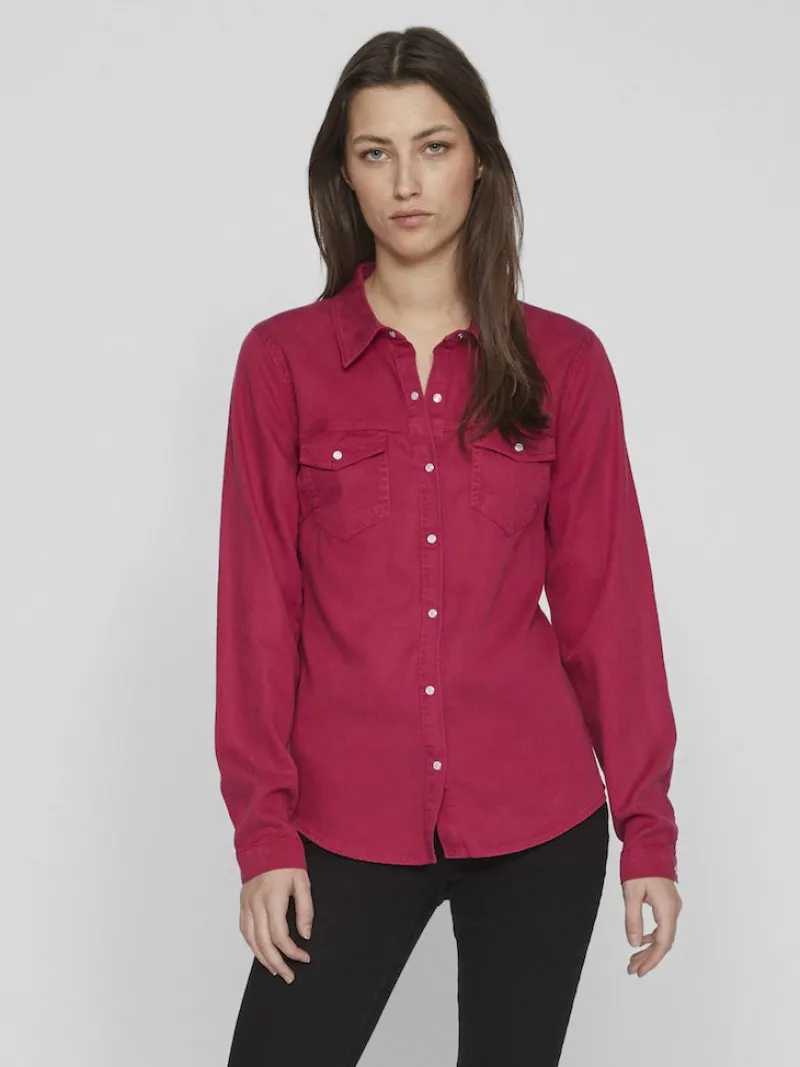 Vila Blusen*Jeansbluse cerise