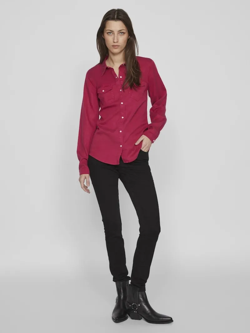 Vila Blusen*Jeansbluse cerise