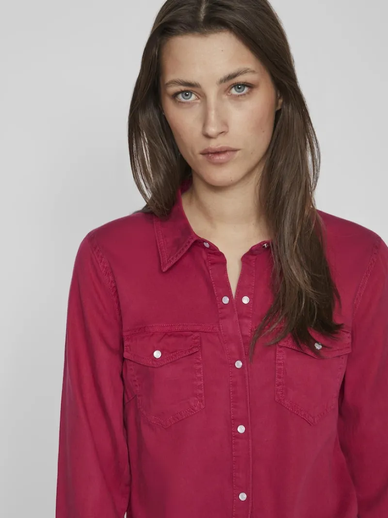 Vila Blusen*Jeansbluse cerise