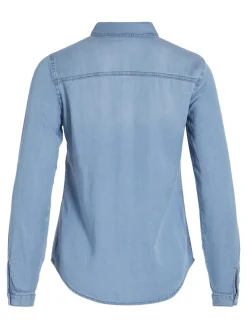 Vila Blusen*Jeansbluse Medium Blue Denim