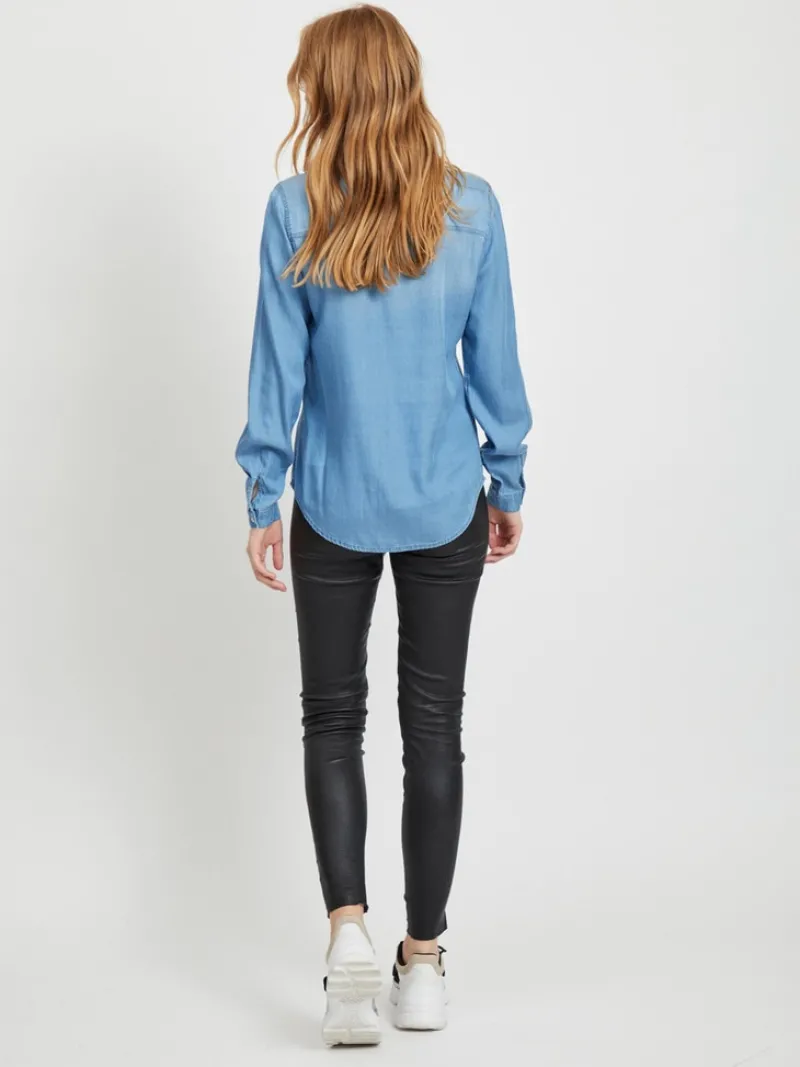 Vila Blusen*Jeansbluse Medium Blue Denim