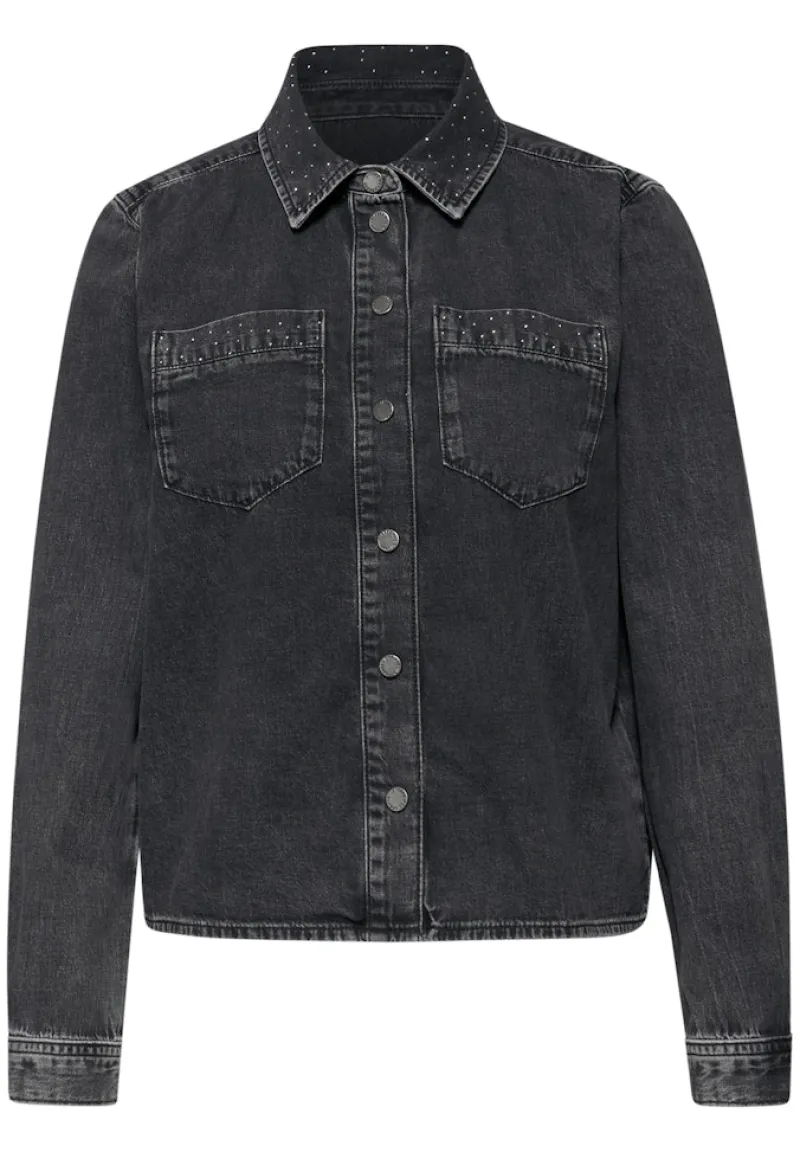 STREET ONE STUDIO Blusen*Jeanshemd mit Glitzerdetails black random washed