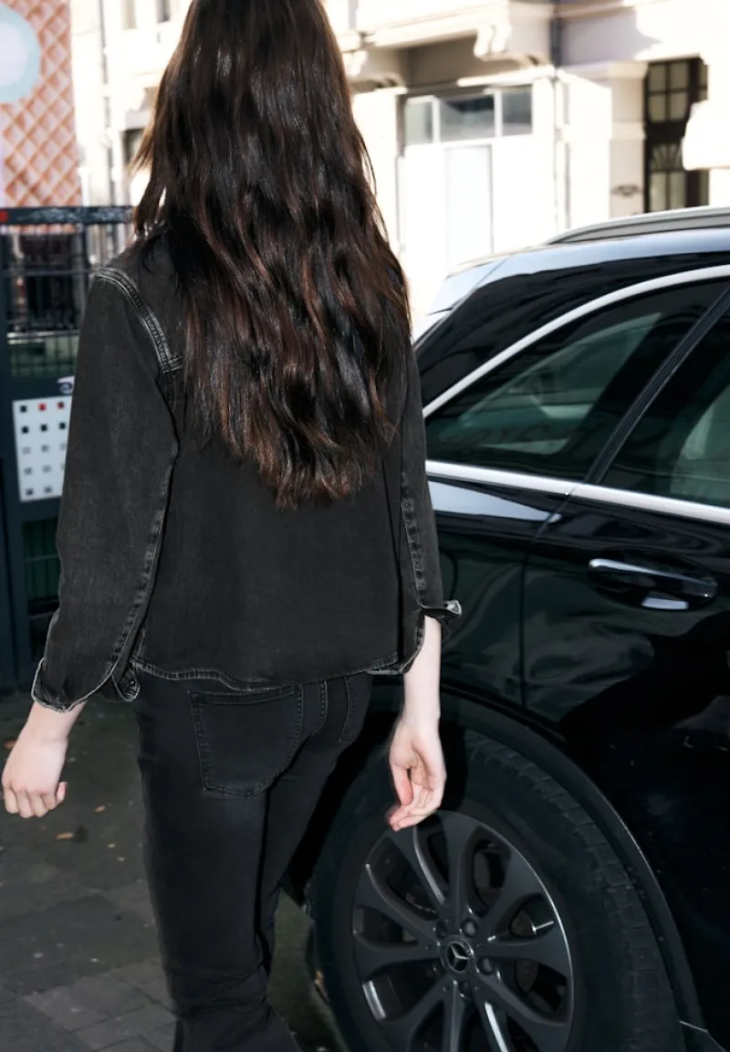 STREET ONE STUDIO Blusen*Jeanshemd mit Glitzerdetails black random washed